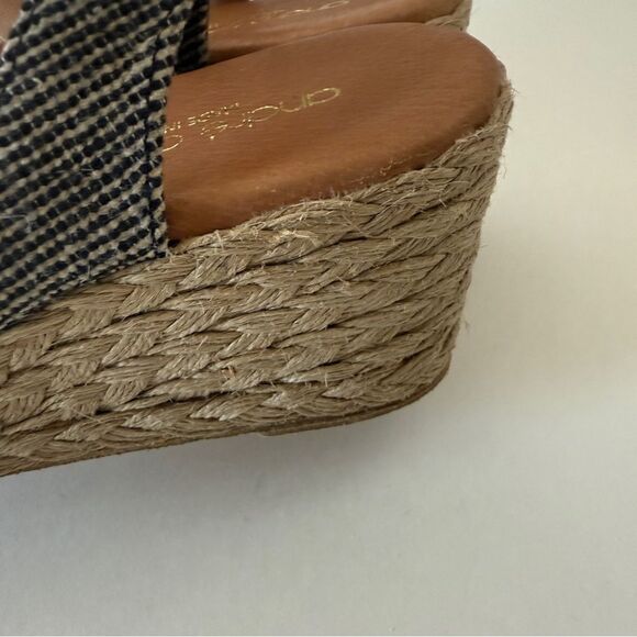 André Assous Aspen Clear Slingback Flower Espadrille Wedge Sandals Size 8.5 - Picture 6 of 7